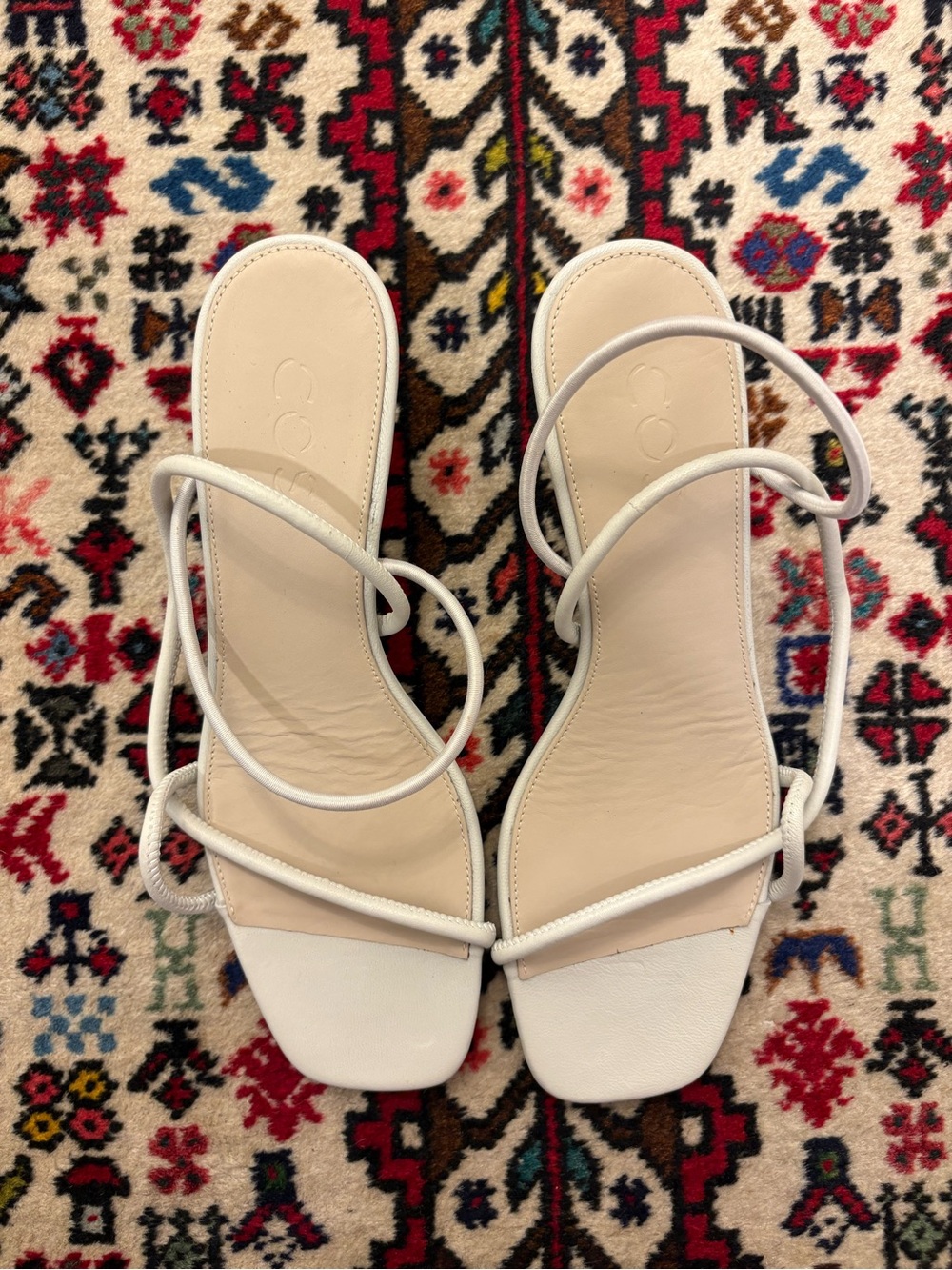 COS Cream Strappy Square-Toe Sandals - Women's
